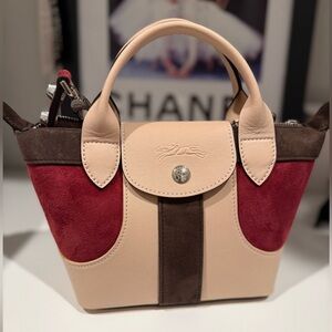 Longchamp Le Pliage XS Tote in Blush, Burgundy & Brown
